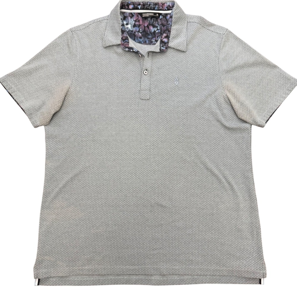 7‎ Diamonds Mens Eagle Polo Shirt XL Geometric Pattern Floral Collar